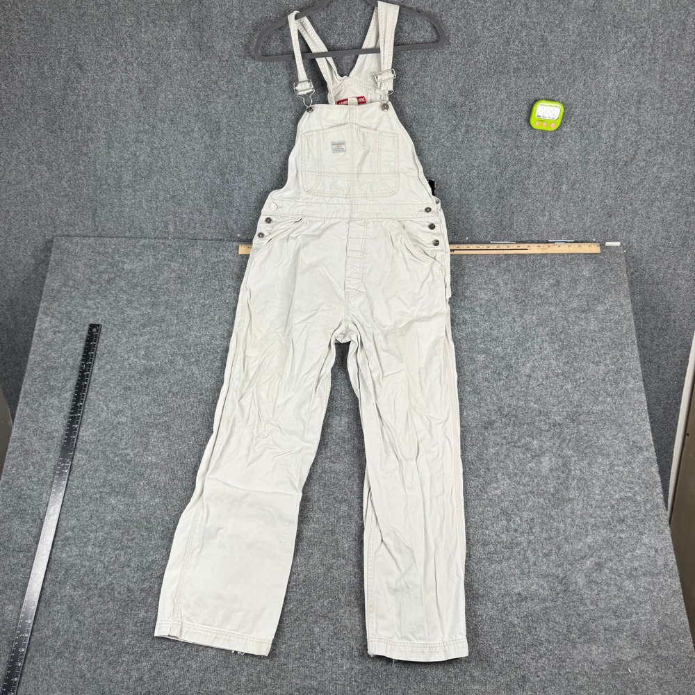 Unionbay Overalls Mens Size Large Beige Cotton Twill Relaxed Fit Utility